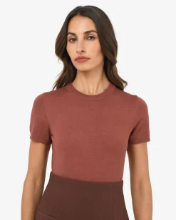 Forcast Catherine Short Sleeve Knit Clay New