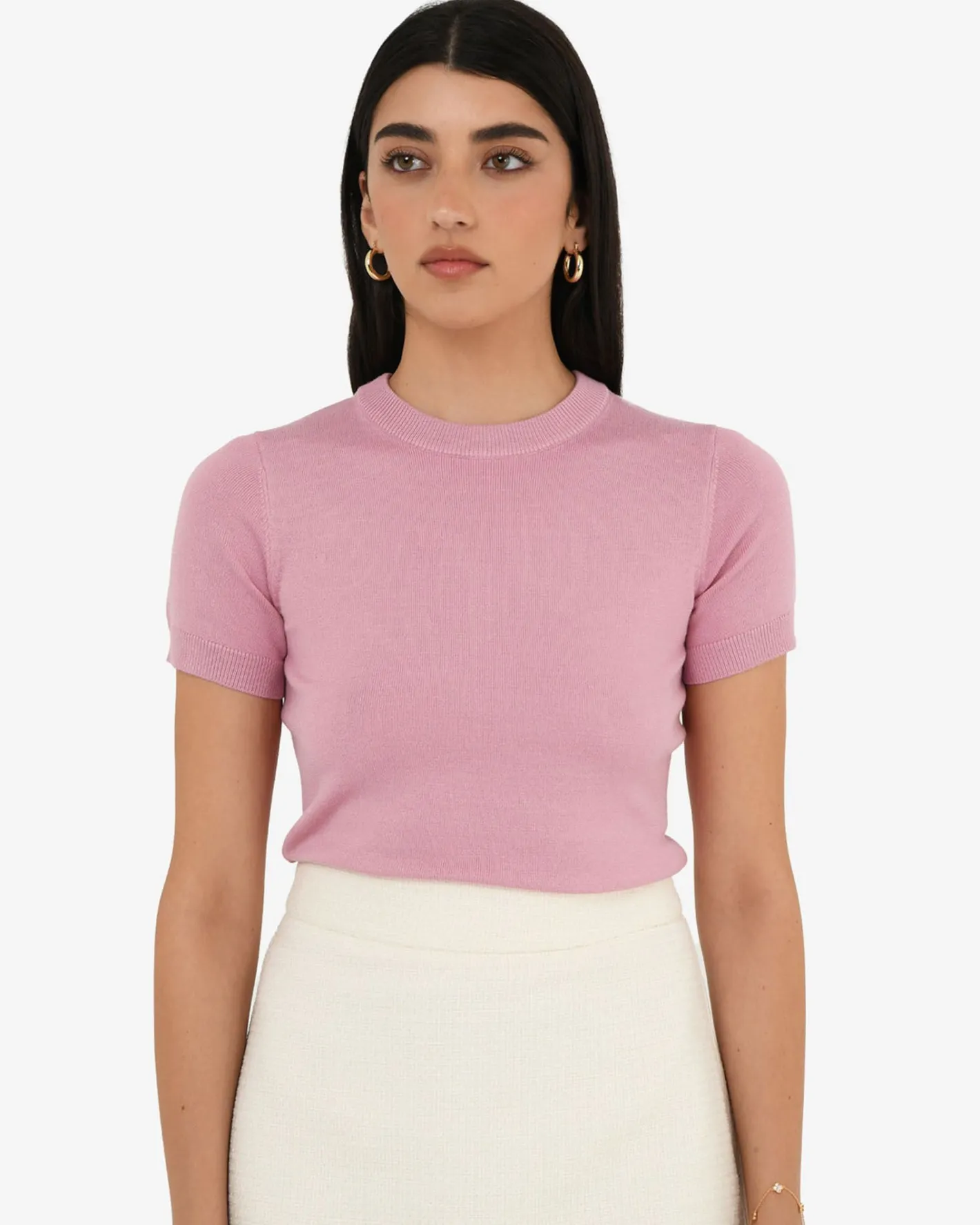 Forcast Catherine Short Sleeve Knit Pink Nectar New