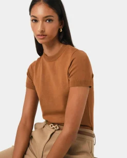 Forcast Catherine Short Sleeve Knit Tobacco New