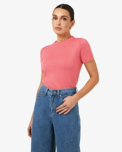 Forcast Catherine Short Sleeve Knit Blush Coral Discount