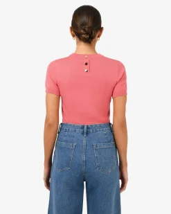 Forcast Catherine Short Sleeve Knit Blush Coral Discount