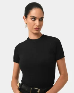 Forcast Catherine Short Sleeve Knit Black Best