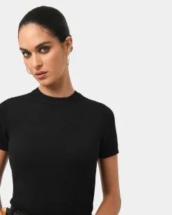 Forcast Catherine Short Sleeve Knit Black Best