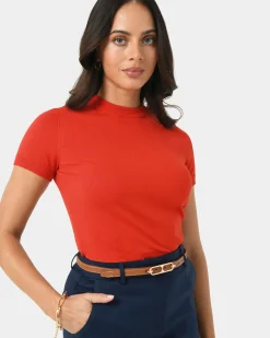 Forcast Catherine Short Sleeve Knit Red Online