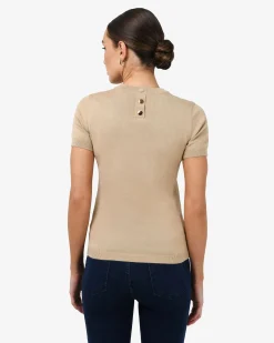 Forcast Catherine Short Sleeve Knit Beige New