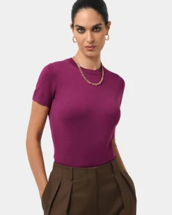 Forcast Catherine Short Sleeve Knit Berry New