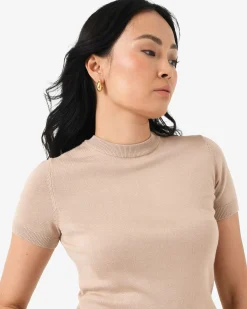 Forcast Catherine Short Sleeve Knit Light Taupe Hot