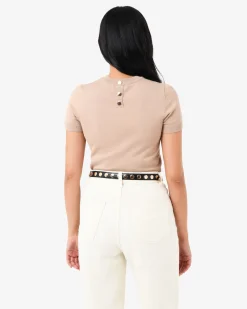 Forcast Catherine Short Sleeve Knit Light Taupe Hot