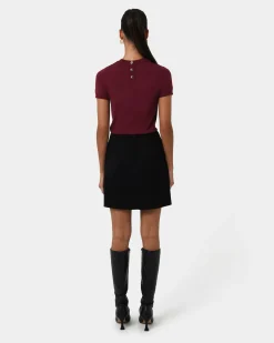Forcast Catherine Short Sleeve Knit Cabernet Clearance