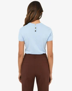 Forcast Catherine Short Sleeve Knit Cashmere Blue Hot
