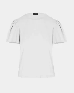 Forcast Cayla Gathered Sleeve Tee Ivory