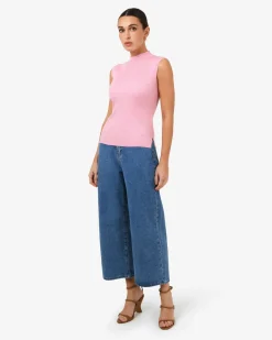 Forcast Charm Mock Neck Knit Pink New