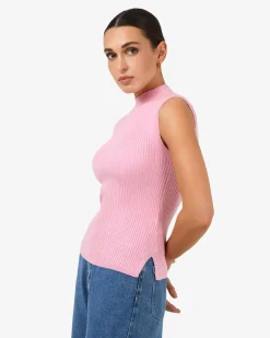 Forcast Charm Mock Neck Knit Pink New