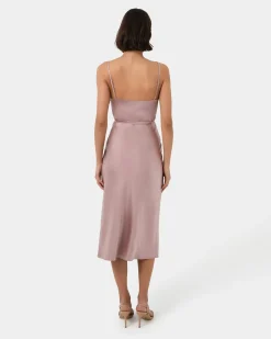 Forcast Cherish Tie-waist Midi Dress Mauve Discount