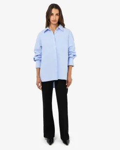 Forcast Chicago Oversized Cotton Shirt Soft Blue Online