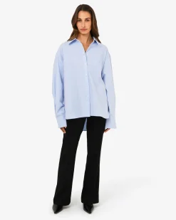 Forcast Chicago Oversized Cotton Shirt Soft Blue Online