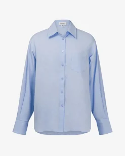 Forcast Chicago Oversized Cotton Shirt Soft Blue Online