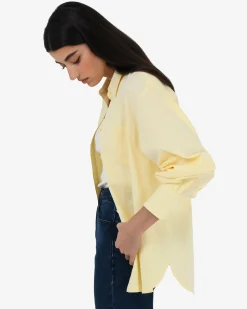 Forcast Chicago Oversized Cotton Shirt Lemon Online