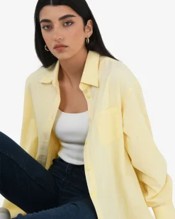 Forcast Chicago Oversized Cotton Shirt Lemon Online