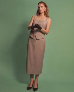 Forcast Chloe Panel Skirt Grey Online