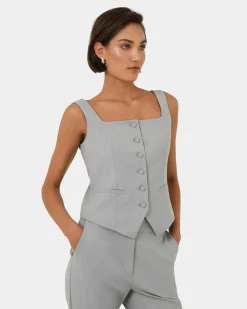 Forcast Chloe Square Neck Vest Grey