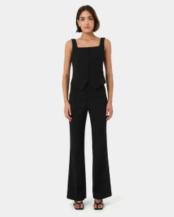 Forcast Chloe Square Neck Vest Black New