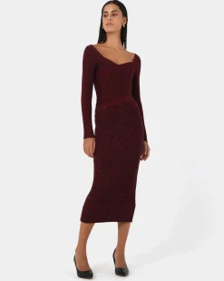 Forcast Cienna Knit Skirt Ruby Outlet