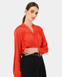 Forcast Claire V-neck Blouse Red Outlet