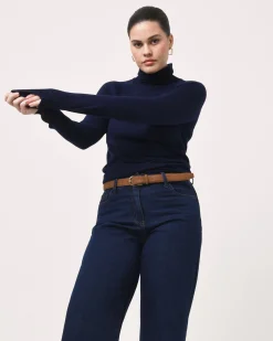 Forcast Clarisse Turtleneck Sweater Navy New