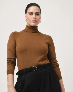 Forcast Clarisse Turtleneck Sweater Coffee Discount
