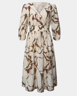 Forcast Cleo V-neck Dress Organic Brown