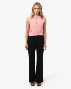 Forcast Collins Collar Knit Top Blush Pink Hot