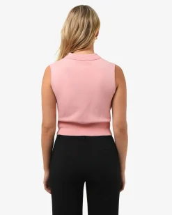 Forcast Collins Collar Knit Top Blush Pink Hot