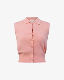 Forcast Collins Collar Knit Top Blush Pink Hot