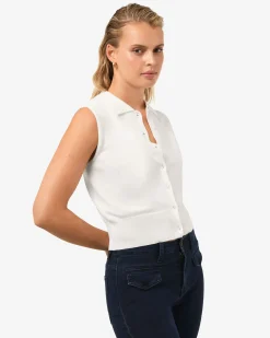 Forcast Collins Collar Knit Top Ivory