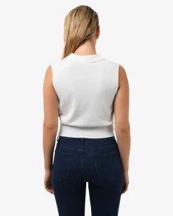 Forcast Collins Collar Knit Top Ivory