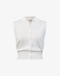 Forcast Collins Collar Knit Top Ivory