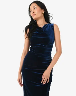 Forcast Cory Drape Midi Dress Navy Sale