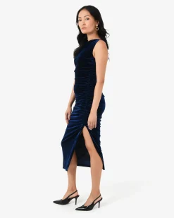 Forcast Cory Drape Midi Dress Navy Sale