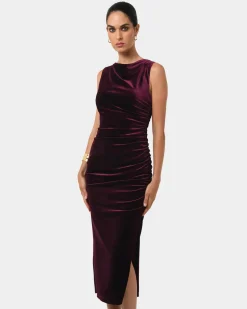 Forcast Cory Drape Midi Dress Grape Hot