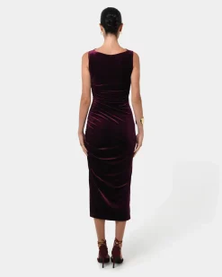 Forcast Cory Drape Midi Dress Grape Hot