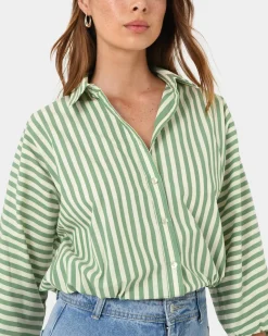 Forcast Courtney Relaxed Shirt Green Sale
