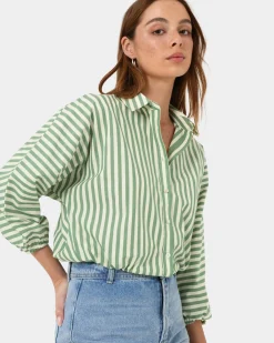 Forcast Courtney Relaxed Shirt Green Sale