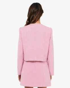Forcast Cynthia Crop Tweed Jacket Pink Hot