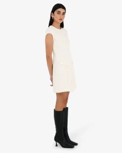 Forcast Cynthia Tweed Short Dress Ivory Discount