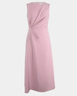 Forcast Demi Ruched Midi Dress Pastel Pink