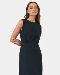 Forcast Demi Ruched Midi Dress Midnight