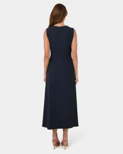 Forcast Demi Ruched Midi Dress Midnight