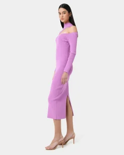 Forcast Destiny Cut Out Knit Dress Mauve Clearance
