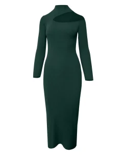 Forcast Destiny Cut Out Knit Dress Green New